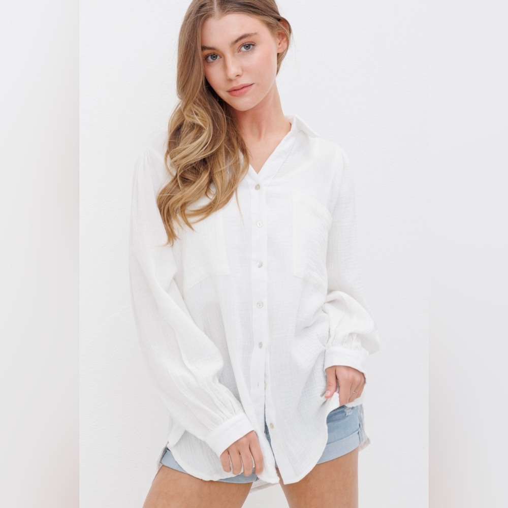 gauze button up